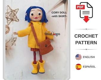 Amigurumi Doll Crochet Pattern : Cory Thin Girl Tutorial PDF (with skirt)