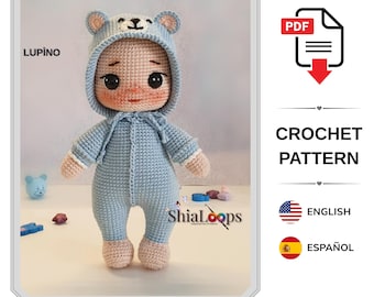 Amigurumi Crochet Pattern : Baby Lupino (Tutorial PDF)