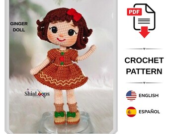 Amigurumi Doll Crochet Pattern – Gingerbread Girl - Christmas -(Tutorial PDF)