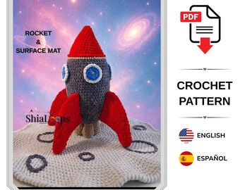 Amigurumi Toy Crochet Pattern : Rocket and Surface Mat (Tutorial PDF)