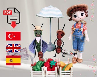 Patrón de crochet/amigurumi para niño granjero y sus amigos (PDF)