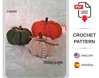 Amigurumi Crochet Pattern- Fall Decor ,Halloween Pumpkins (Digital PDF)-3 size