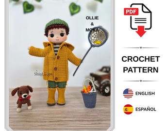 Amigurumi Crochet Pattern- Ollie and Moka - Fisherman Boy - (Tutorial PDF)