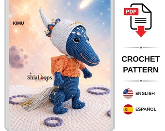 Amigurumi Crochet Pattern : Lizard Kimu Space Animal (Tutorial PDF)