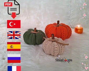 Patrón de calabaza de crochet: 3 tamaños, decoración otoñal (patrón PDF)