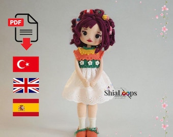 Patrón PDF - Muñeca Reyhan Amigurumi - Tutorial de crochet - Muñeca de 40 cm - Descarga instantánea