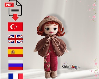 Patrón de crochet para muñeca Lara: Tutorial en PDF de amigurumi de otoño (descarga digital)