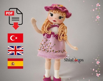 Patrón PDF - Muñeca Amigurumi Nisan – Tutorial de crochet – 40 cm – Descarga instantánea