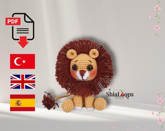 Patrón de crochet para amigurumi de mini león – Mr. Leon Jungle Animal (Patrón PDF)