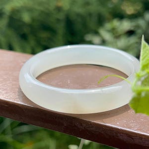 57 MM Semi-Translucent Nephrite Jade Bangle - Certified, Natural Untreated