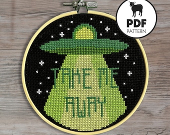 PATTERN- Take Me Away- PDF cross stitch pattern instant download