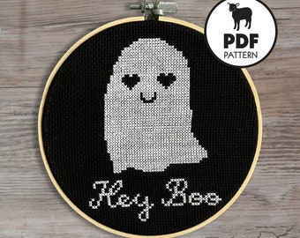 PATTERN- Hey Boo- PDF cross stitch pattern instant download