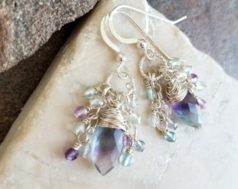 Jen/'s Fancy Women/'s Gift for Her Labradorite Gemstone Necklace Sterling Silver Wire Wrapped Handmade Handcrafted Jewelry Minimalist