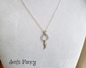 Collana Infinity con ala d'angelo in argento sterling, fantasia di Jen, gioielli in ricordo dell'ala realizzati a mano, regalo per lei