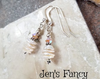 White Keshi Pearl Earrings Sterling Silver, Pearl Jewelry, Summer Beach Earrings, June Birthstone Gift for Her, Unique Quality Jewelry