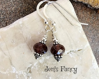 Cat's Eye Gemstone Earrings Bali Sterling Silver, Sillimanite Natural Gemstone Handcrafted Jewelry, Jen's Fancy, Gift for Her