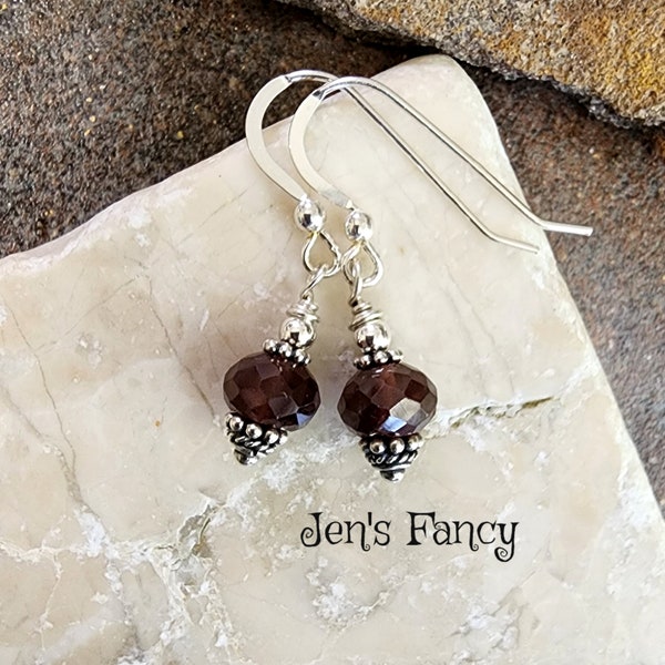 Cat's Eye Gemstone Earrings Bali Sterling Silver, Sillimanite Natural Gemstone Handcrafted Jewelry, Jen's Fancy, Gift for Her