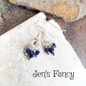 Sodalite Gemstone Earrings Sterling Silver, Jen's Fancy, Sodalite Blue Gemstone Jewelry, Gift for Her, Sodalite Gemstone Jewellery