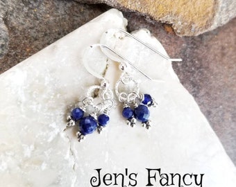 Boucles d'oreilles Sodalite Gemstone Sterling Silver, Jen's Fancy, Sodalite Blue Gemstone Jewelry, Cadeau pour elle, Sodalite Gemstone Jewellery