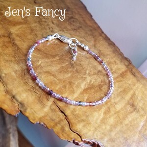 Red Pink Spinel Bracelet Sterling Silver, Unique Handcrafted Gemstone Spinel Jewelry, Layering Bracelet, Gift for Her, Jen&#39;s Fancy