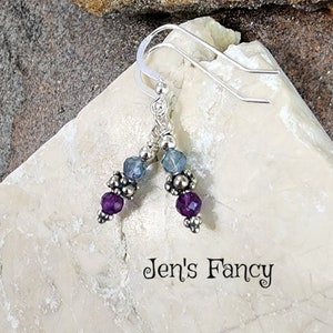 Pendientes de fluorita arco iris plata de ley bali, fantasía de Jen, regalo para ella, joyería de piedras preciosas de fluorita natural hecha a mano