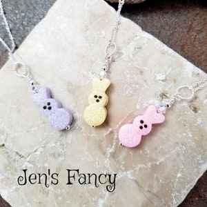 Easter Bunny Necklace Sterling Silver, Easter Jewelry, Jen's Fancy, Gift for Her, Spring Necklace Jewelry, Unique Handcrafted Jewelry
