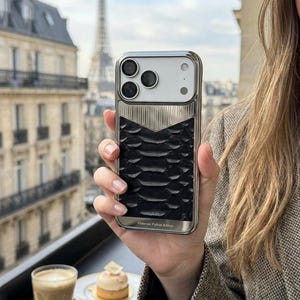 Schlangen-Leder-Silber-Platin-iPhone-Hülle: Personalisiert