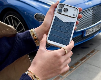 Custodia di lusso per iPhone in acciaio inossidabile: effetto coccodrillo argento, personalizzabile