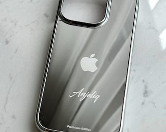 Funda de lujo de acero inoxidable para iPhone: Apple plateada, personalizada