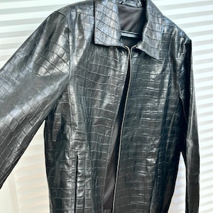 Luxury Crocodile Leather Jacket: Classic Style With Fur Lining - Etsy