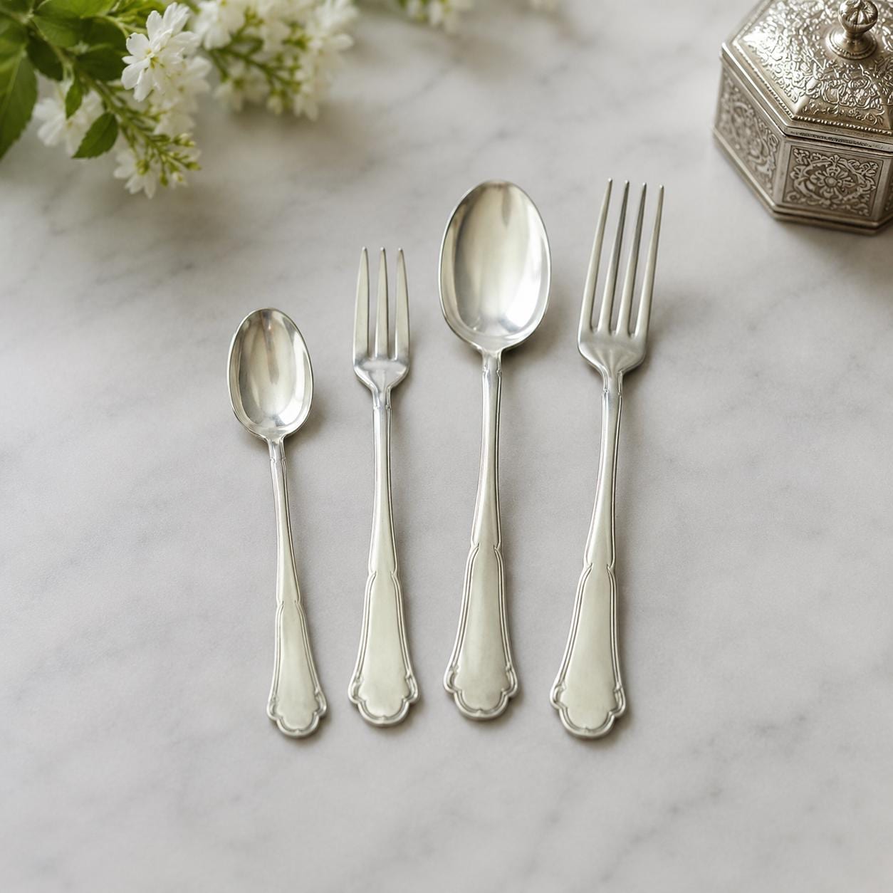 WMF 90 Silver Cutlery Set, 4-piece, Silver Plated, Vintage Cutlery