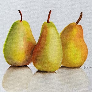 Original Pear Watercolor Painting – One-of-a-Kind Still Life Art