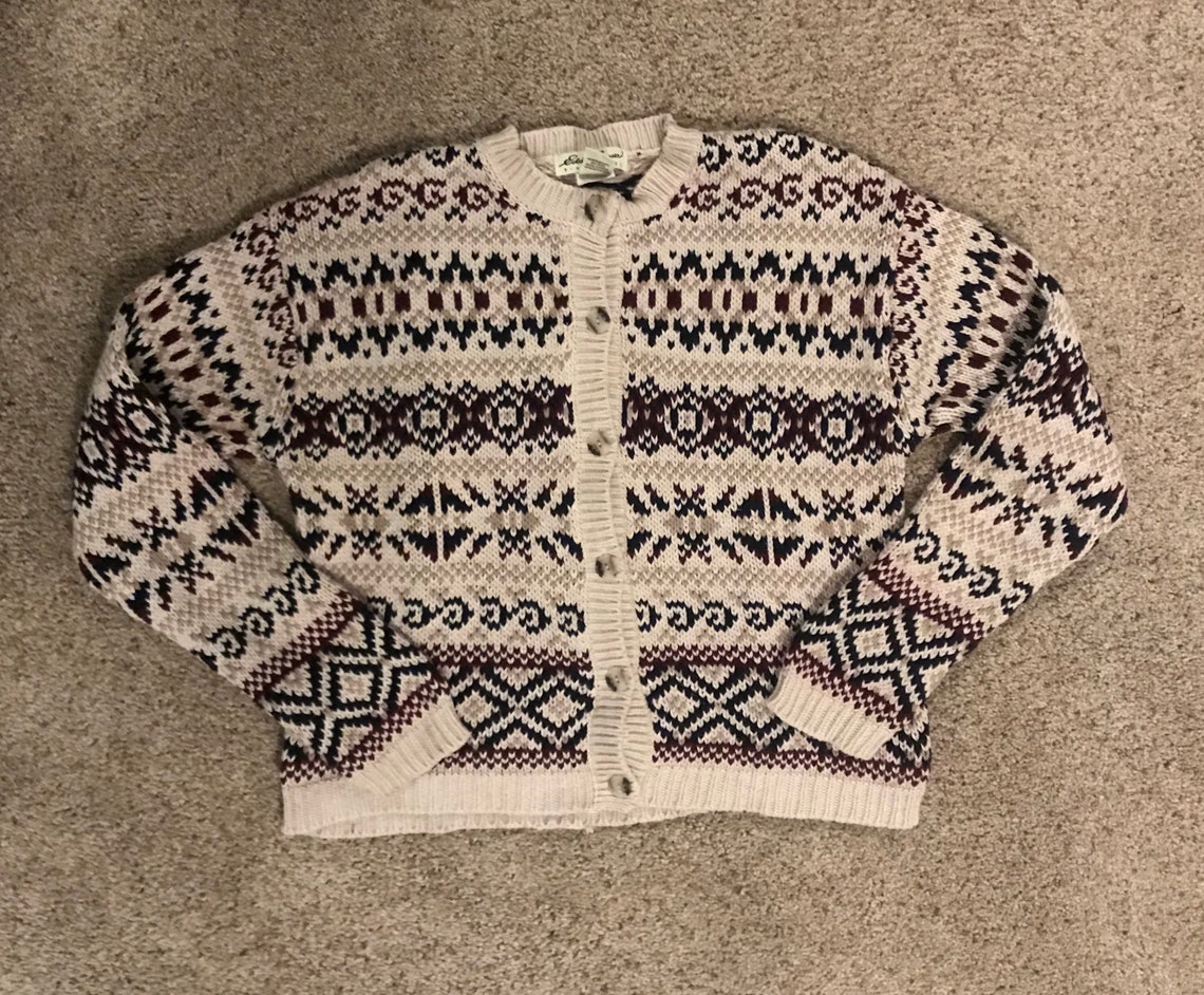 eddie bauer fair isle cardigan
