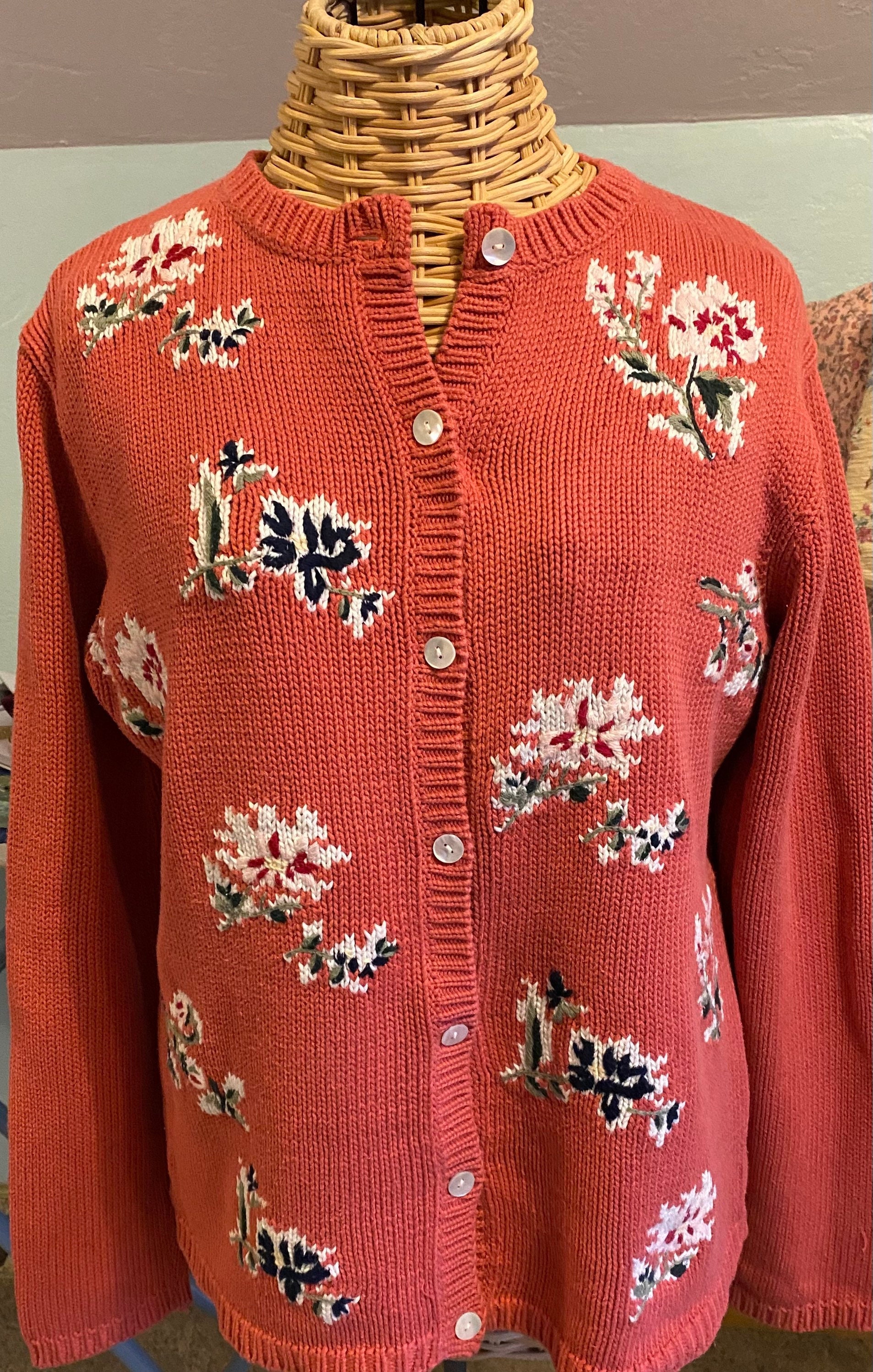 Vintage Eddie Bauer floral GORGEOUS, RARE Cardigan Sweater
