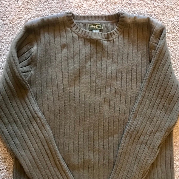 Vintage Mens Khaki Olive Heav Eddie Bauer sweater