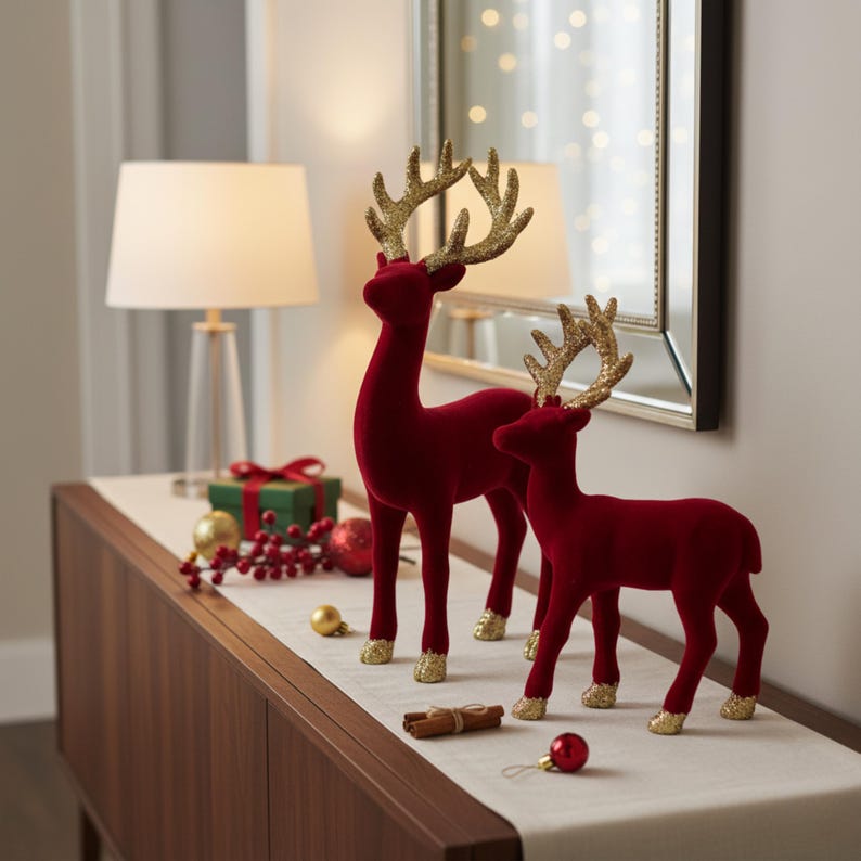 Glitter Christmas Reindeer Family: Holiday Tabletop Decoration 1