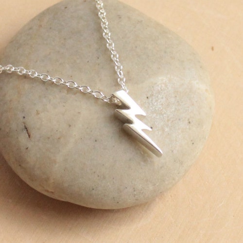 Lightning Bolt Necklace in Sterling Silver Lightning Bolt Etsy