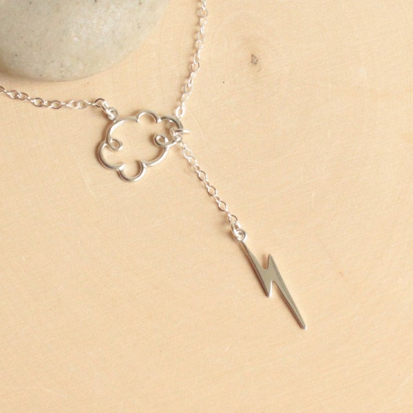 Sterling Silver Lightning Cloud Necklace