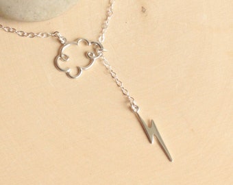 Sterling Silver Lightning Cloud Necklace