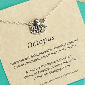 Sterling Silver Octopus Necklace with Inspirational Sentiment