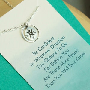 Sterling Silver Eternity Circle Compass Necklace... Graduation Inspirational Quote Sentiment Card image 7