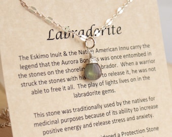 Sterling Silver Labradorite Necklace with Fancy Chain