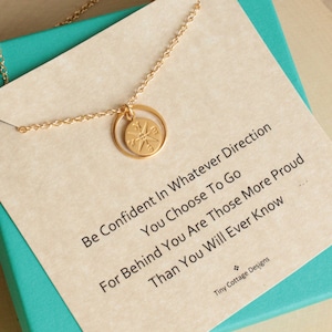 Gold Eternity Circle Compass Necklace...  Graduation Sentiment Card