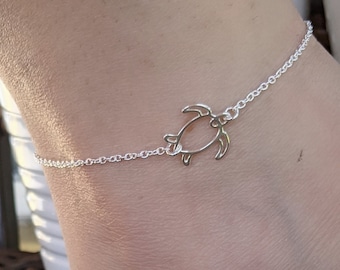 Sterling Silver Sea Turtle Anklet