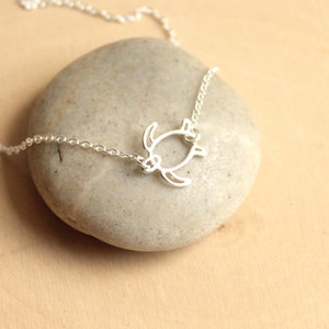 Simple Sterling Silver Sideways Turtle Necklace image 2