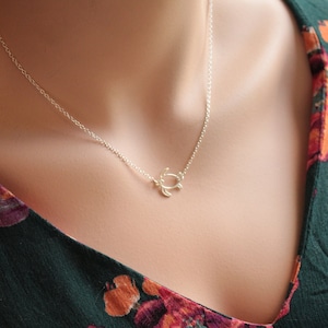 Simple Sterling Silver Sideways Turtle Necklace image 7