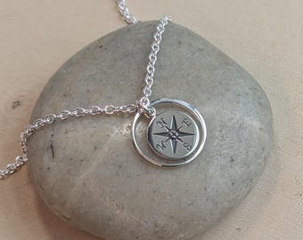 Sterling Silver Compass Necklace