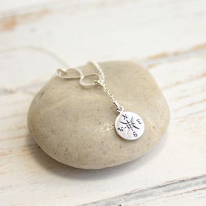 Sterling Silver Infinity and Compass Lariat Necklace