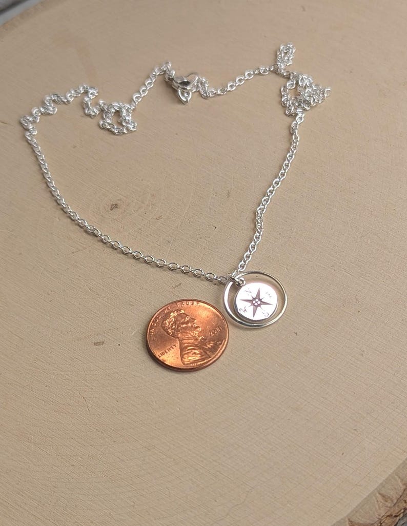 Sterling Silver Compass Necklace... Graduation Inspirational Sentiment Card image 5