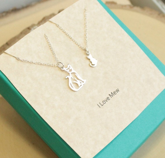 Sterling Silver Cat and Kitten Mother 